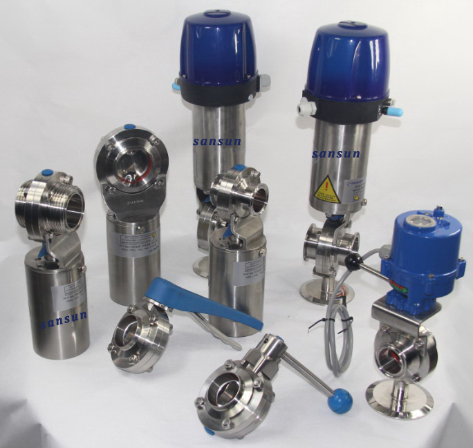 sanitary butterfly valve， sanitary pneumatic butterfly valve
